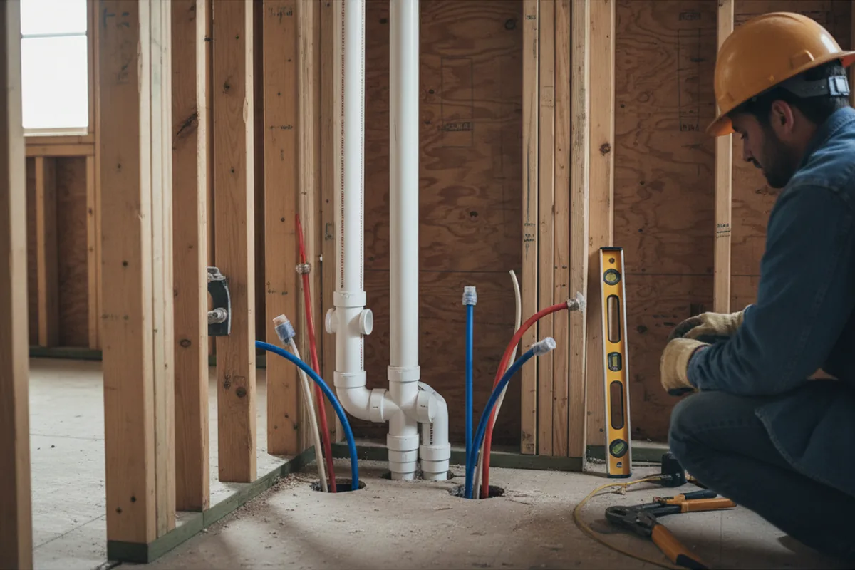 Drain and supply rough-in during Garbage Disposal Repair in Gilbertsville