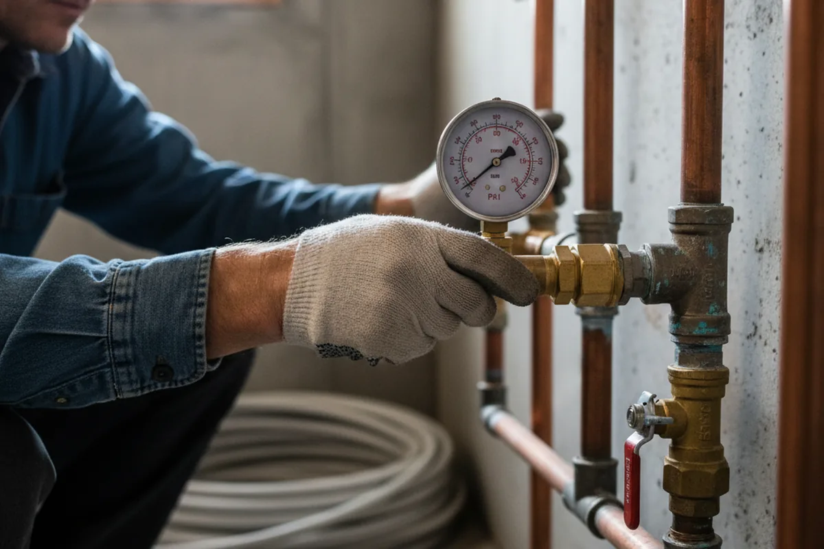 Pressure testing a repaired line during Water Line Repair in Gilbertsville