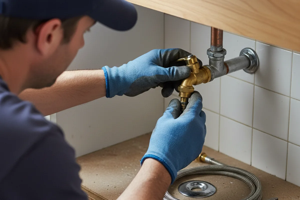 Shutoff valve and fitting work during Burst Pipe Repair in Gilbertsville
